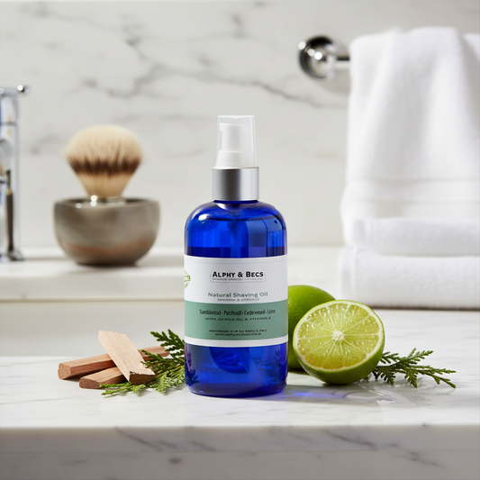 Natural Shaving Oil - Sandalwood, Patchouli, Cedarwood & Lime 100ml