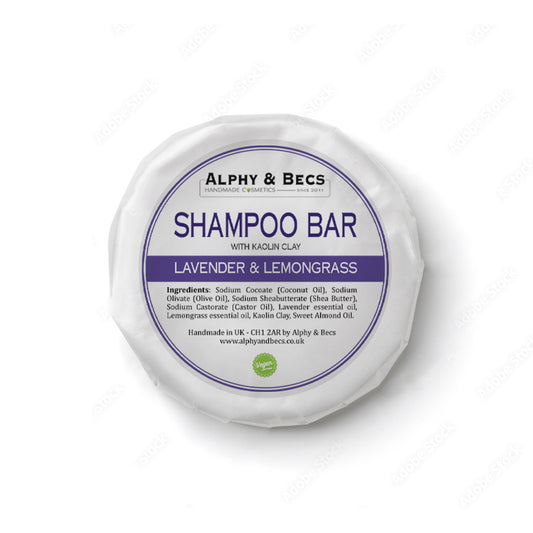 Vegan Shampoo Bar Lavender & Lemongrass - With Kaolin Clay