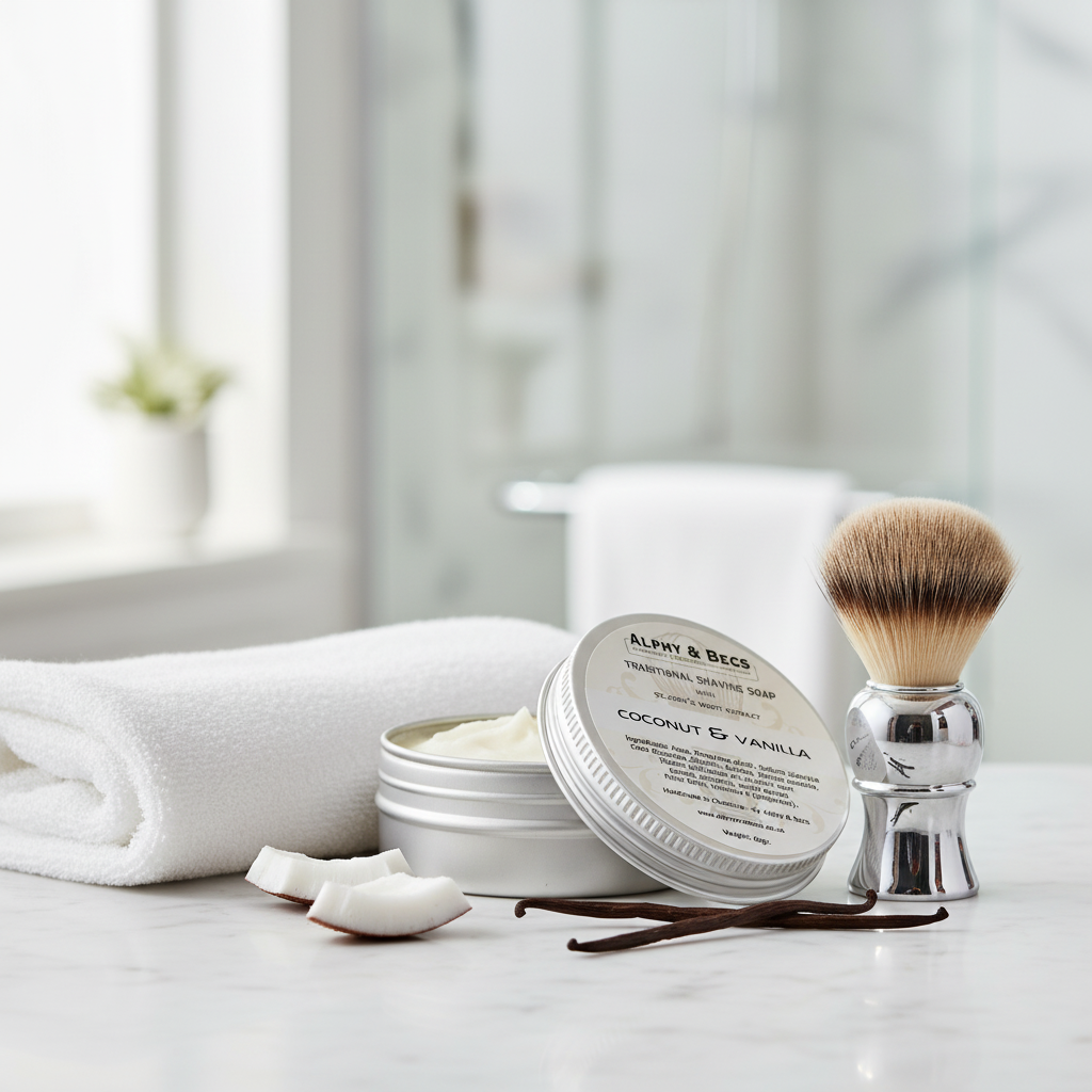 Shaving Soap with Jojoba Oil & St.John's Wort extract - Coconut & Vanilla - 60gr.