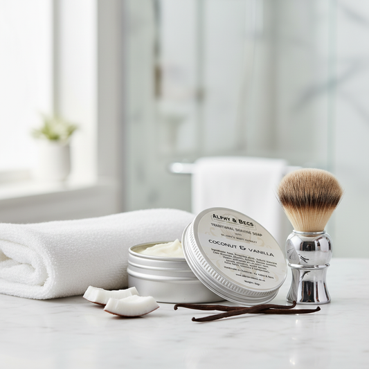 Shaving Soap with Jojoba Oil & St.John's Wort extract - Coconut & Vanilla - 60gr.