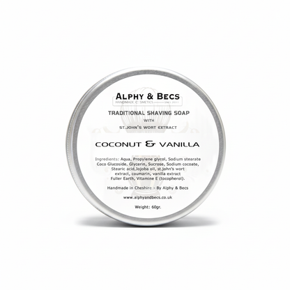 Shaving Soap with Jojoba Oil & St.John's Wort extract - Coconut & Vanilla - 60gr.