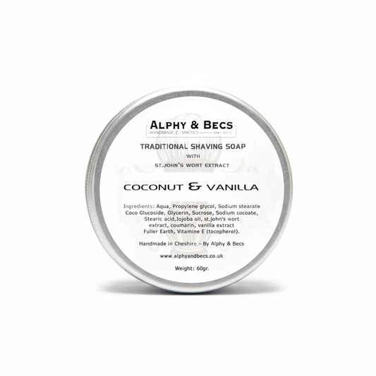 Shaving Soap with Jojoba Oil & St.John's Wort extract - Coconut & Vanilla - 60gr.