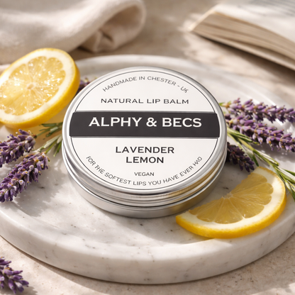 Natural Vegan Lip Balm - Lavender & Lemon - Soothing, Relaxing - 15ml