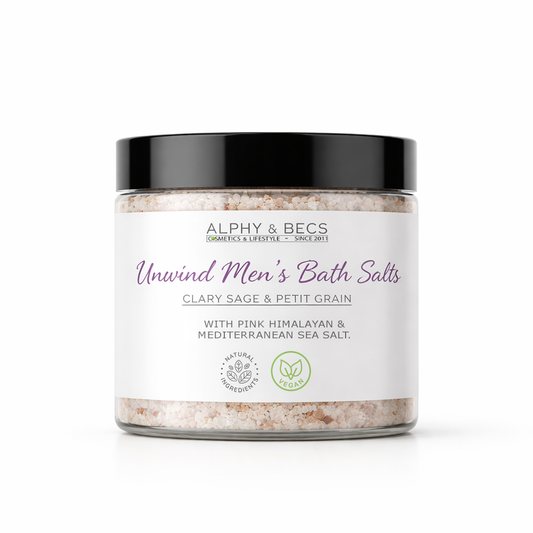 Unwind Men's Bath Salts - Clary Sage & Petit Grain.