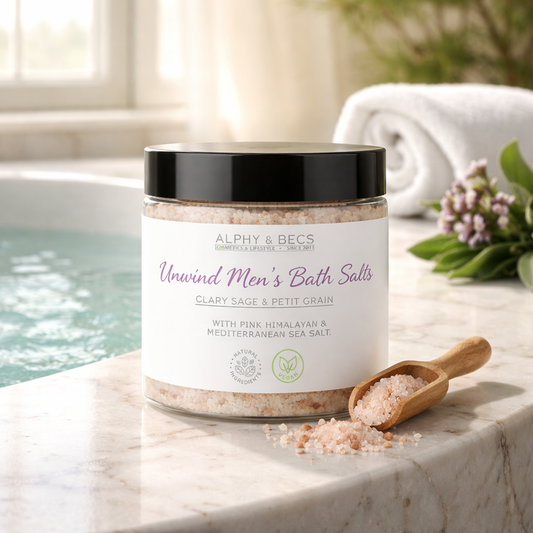 Unwind Men's Bath Salts - Clary Sage & Petit Grain.
