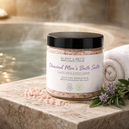 Unwind Men's Bath Salts - Clary Sage & Petit Grain.