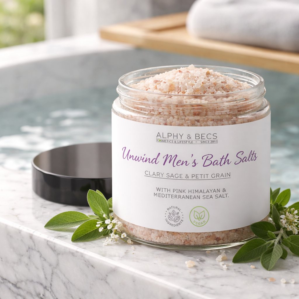 Unwind Men's Bath Salts - Clary Sage & Petit Grain.