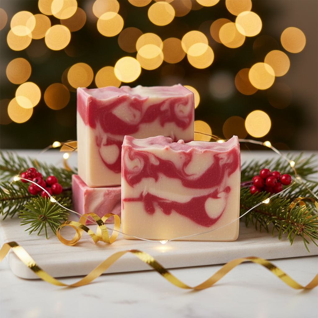 Candy Cane Natural Soap with Peppermint & Vanilla