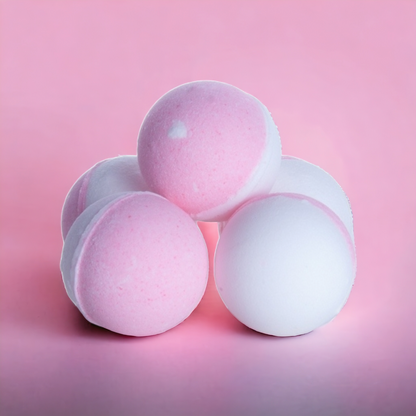 Vegan Bath Bombs - Strawberry & Vanilla - With Epsom Salts - 3 x 80gr