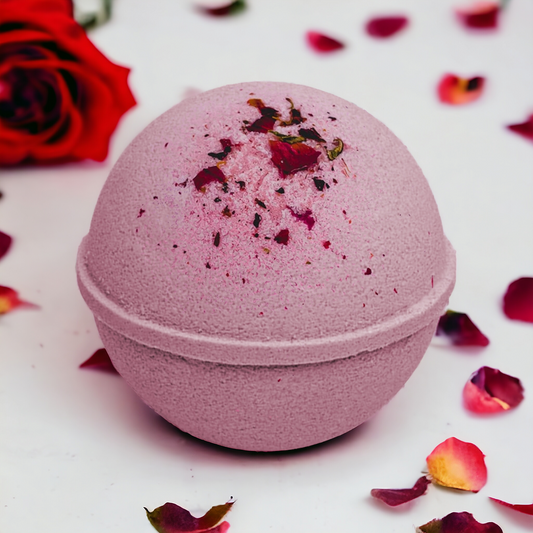 Floral Vegan Bath Bomb - Rose & Oud - With Organic Rose Petals - 3x 80gr.