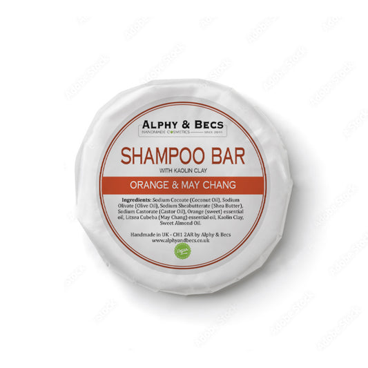 Vegan Shampoo Bar Orange & May Chang - With Kaolin Clay