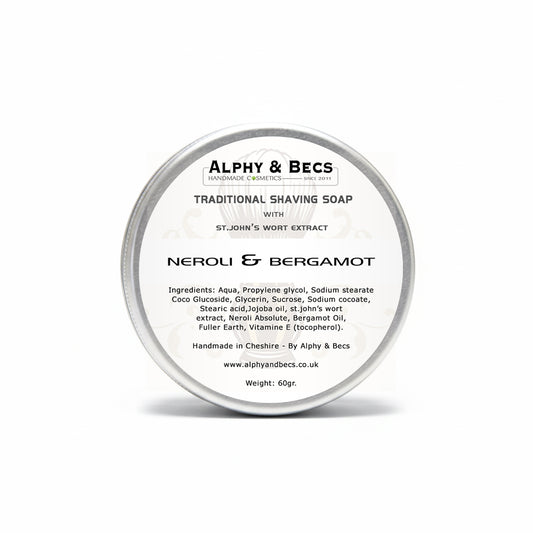 Shaving Soap with Jojoba Oil & St.John's Wort extract - Neroli & Bergamot - 60gr.