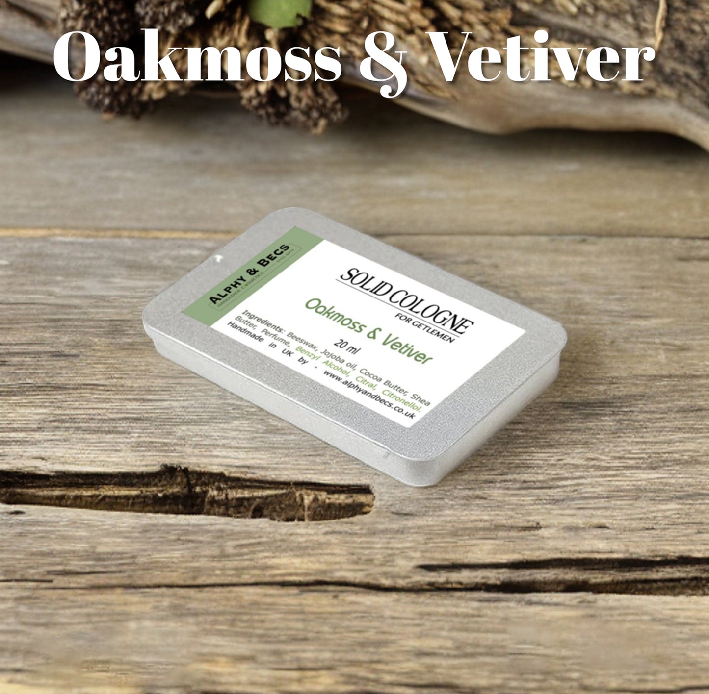 Solid Cologne For Men - Oakmoss & Vetiver - 20ml