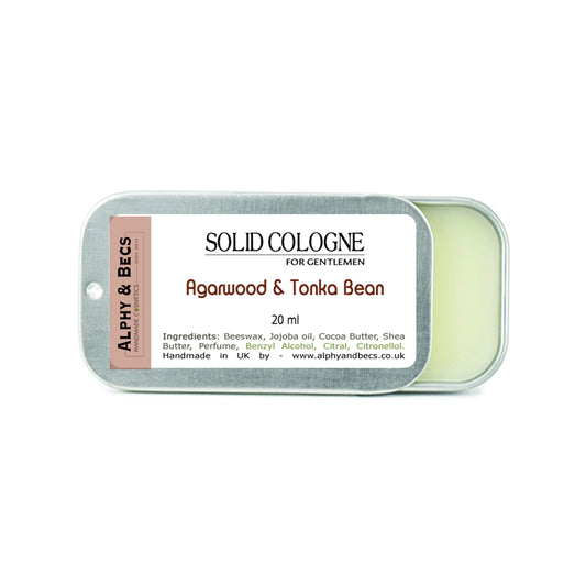 Solid Cologne For Men - Agarwood (Oud) & Tonka Bean - 20ml