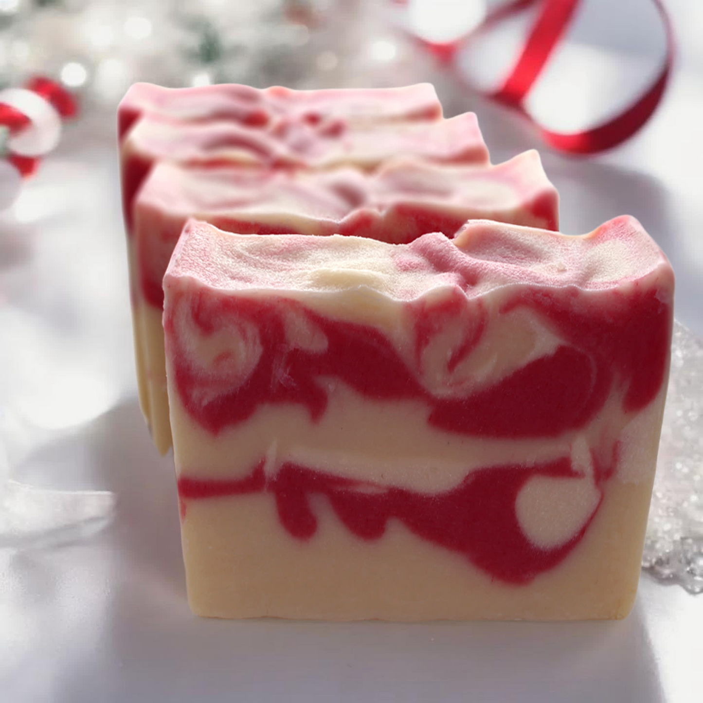 Candy Cane Natural Soap with Peppermint & Vanilla