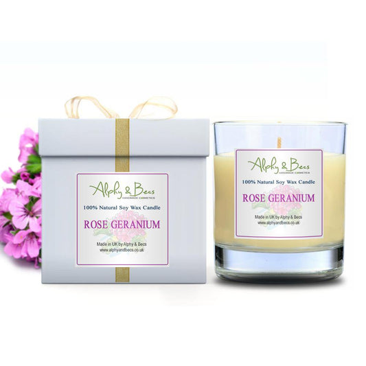 Eco-Soy Candle Glass- Rose Geranium - 200gr. - Alphy & Becs