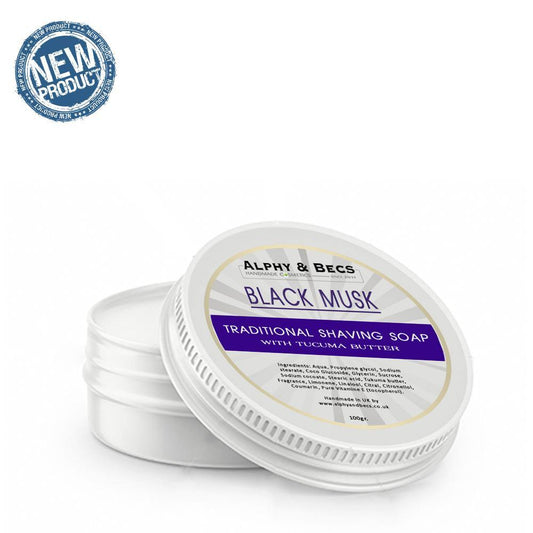 Shaving Soap With Tucuma Butter - Black Musk - 100gm - Alphy & Becs