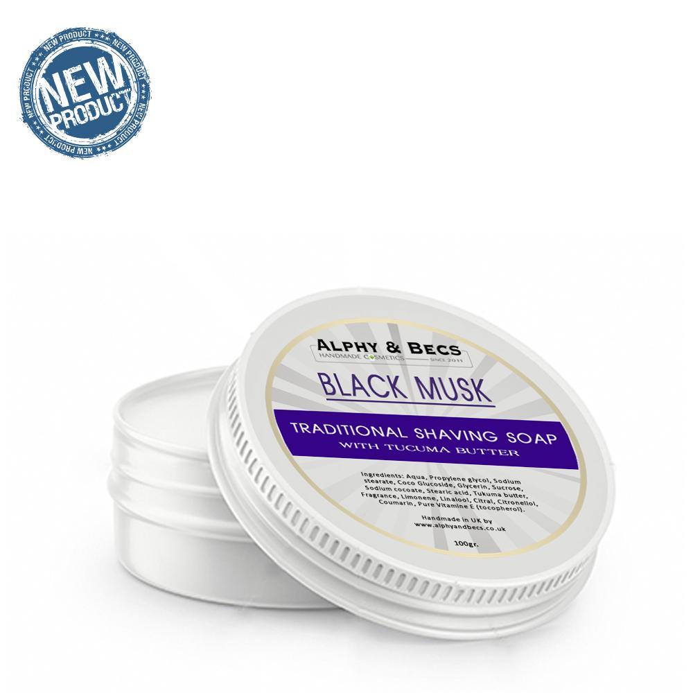 Shaving Soap With Tucuma Butter - Black Musk - 100gm - Alphy & Becs