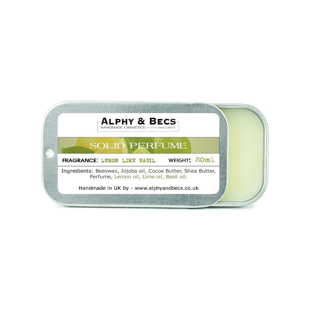 Natural Solid Perfume for Women - LEMON LIME & BASIL - 20ml - Alphy & Becs