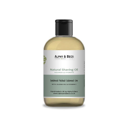 Natural Shaving Oil - Sandalwood, Patchouli, Cedarwood & Lime 100ml - Alphy & Becs